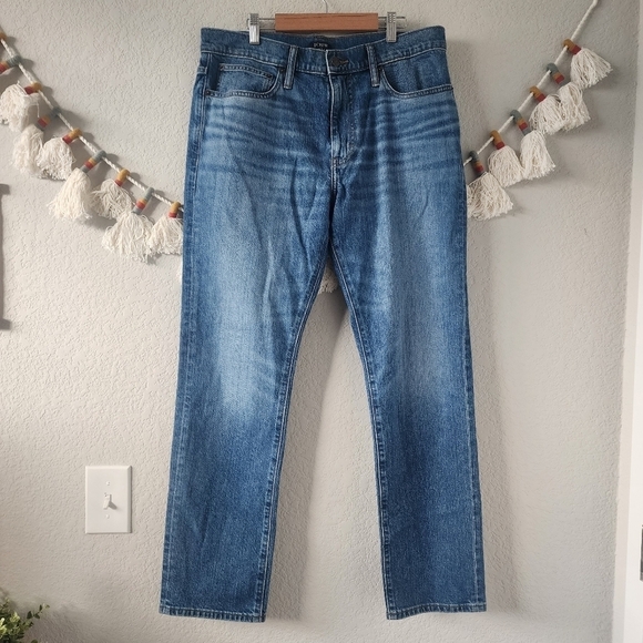 J. Crew Straight Fit Flex Jeans Blue Spruce Stretchy Comforg Casual W33 x L30 - Picture 2 of 10